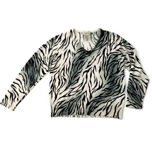 White Stag Zebra Print Sweater Women's Sz XL 16/18 - Picture 2 of 8